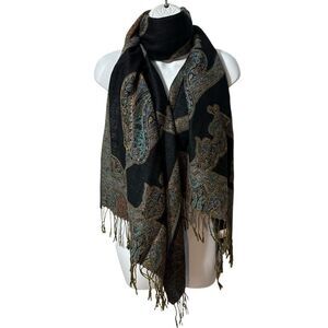Paisley Fringe Wrap Scarf Shawl | One Size | 72” x 27”